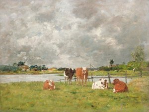 Kyr på et felt under en stormfull himmel, 1877